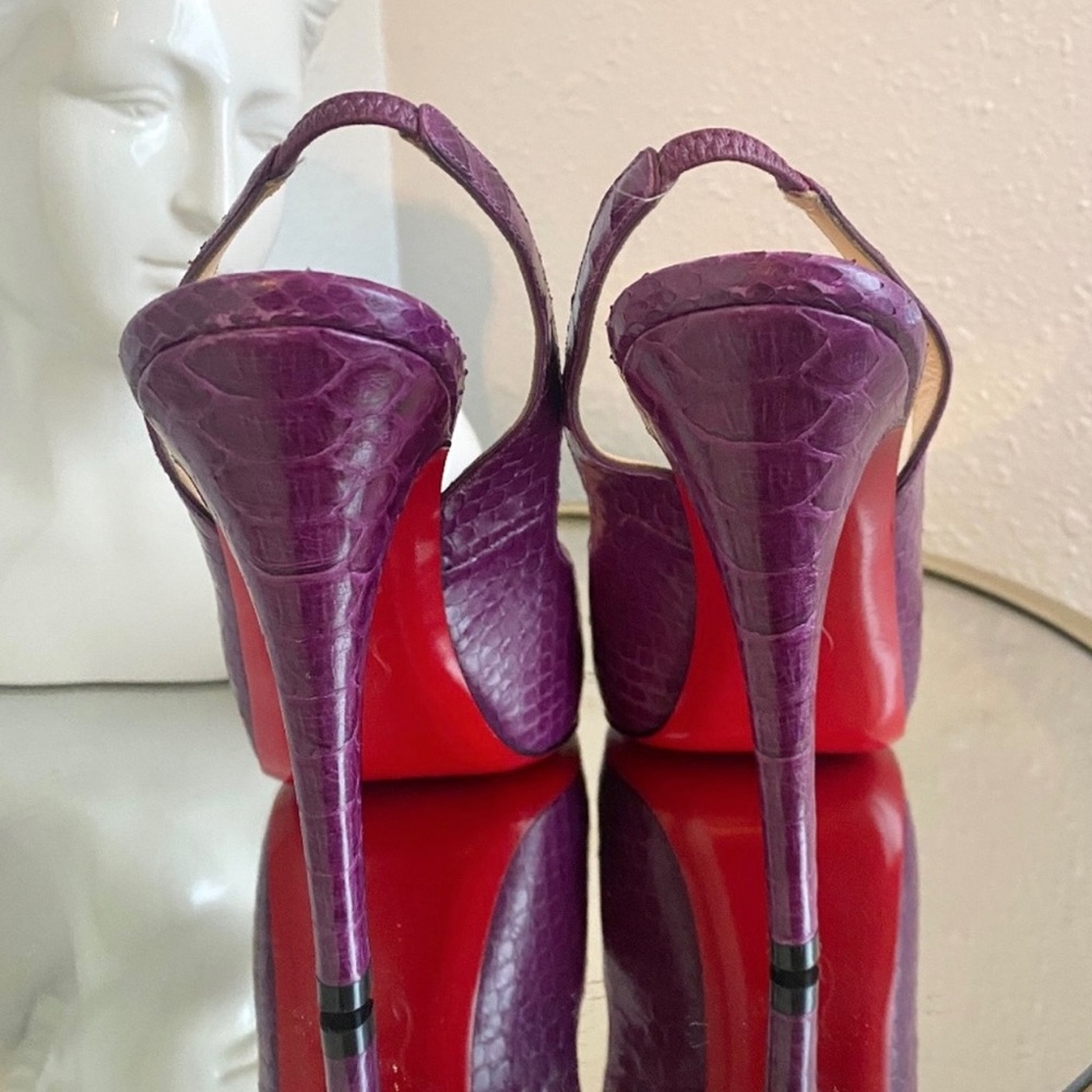 Christian Louboutin “No Prive” Python - Purple Slingback Sandal Pump Heel - Picture 6 of 14